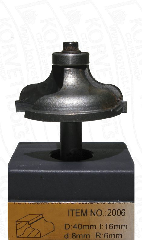 2006-6 Gl.Фреза кромочная калевочная D40 H16 R6 Х8 2006-6 Gl.Фреза кромочная калевочная D40 H16 R6 Х8